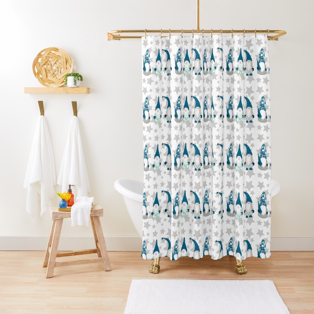 Trio of Gnomes with stars Shower Curtain