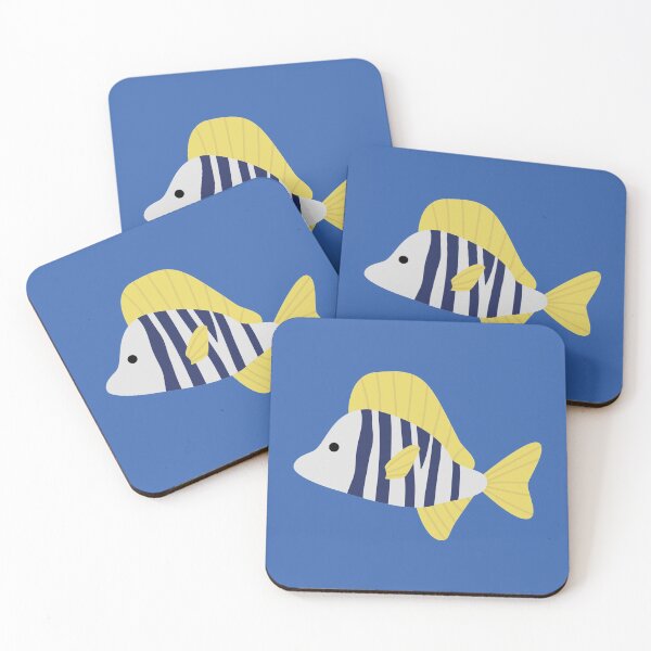 Item preview, White blue striped fish designed and sold by Perynal.