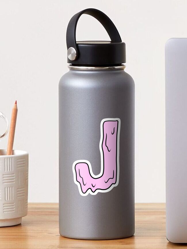 Initial Water Bottle - Pink, J