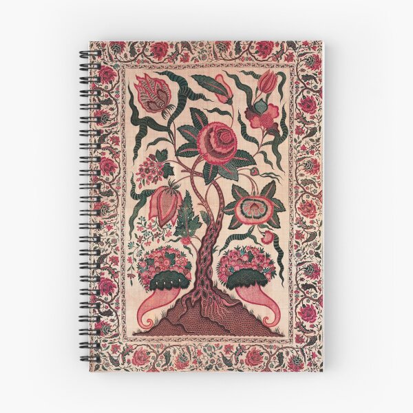 Item preview, TREE WITH BIG FLOWERS AND CORNUCOPIA Antique Red Pink Green Floral Embroidery  designed and sold by BulganLumini.