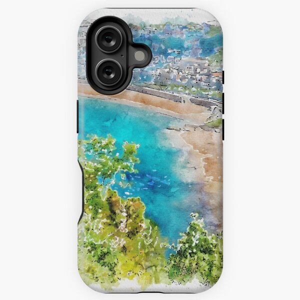 Vista previa del artículo con la obra «Arte del bosquejo de la acuarela. Vista aérea de San Sebastián, Donostia, España en un hermoso día de verano.», diseñado y vendido por anytka.