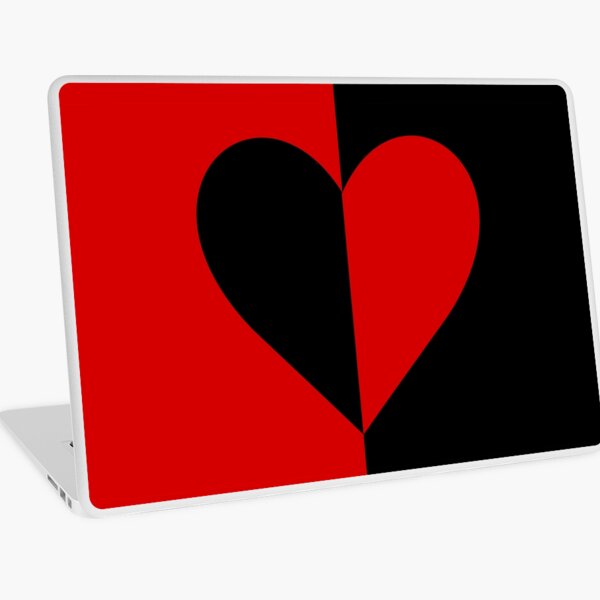 Half-hearted: Red black heart inverted colours - Original Design