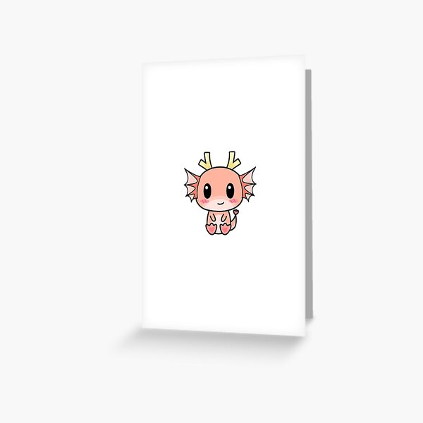 Cute Kawaii Pink Baby Dragon Greeting Card By Pbanjelly Redbubble