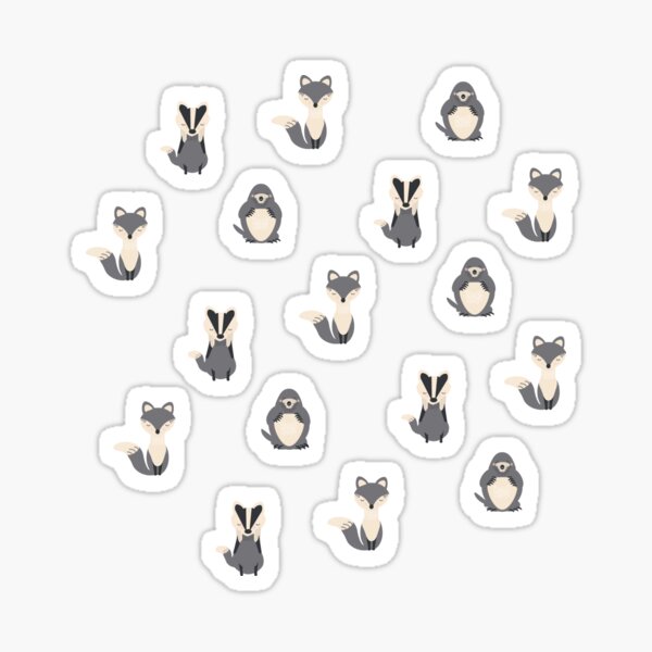 Fox Badger Mole Print on a plain background Sticker