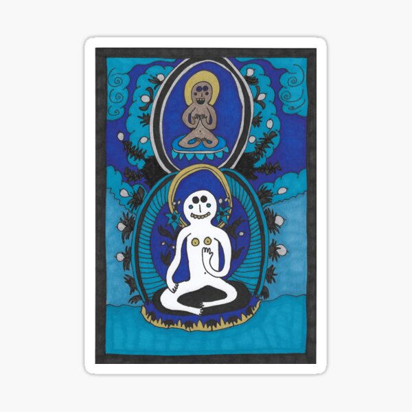 Meditating With Silver Fruits Sticker