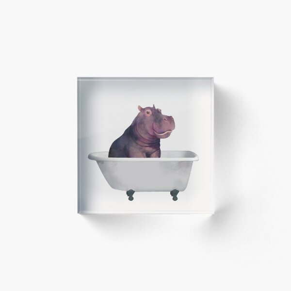 Hippo in the bathtub Acrylic Block