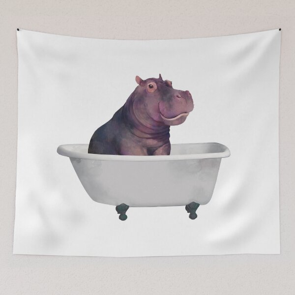 Item preview, Hippo in the bathtub designed and sold by lauragraves.