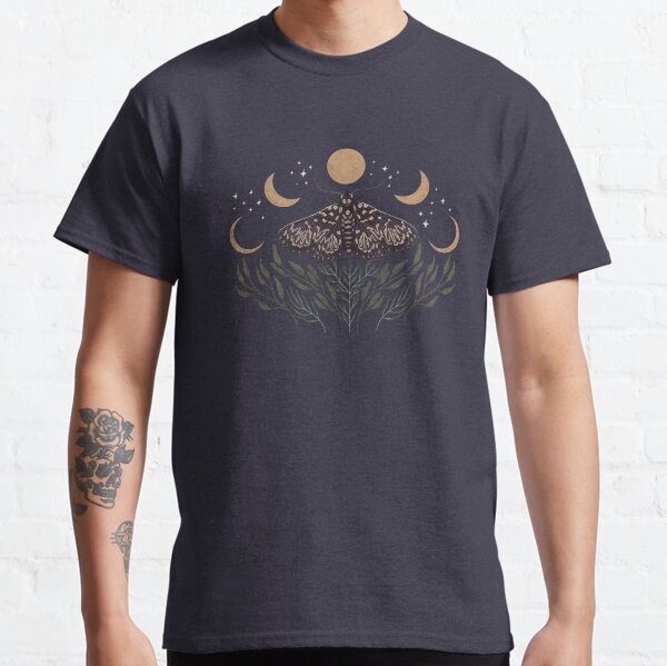 Moon, Moth, and Botanical Design Classic T-Shirt