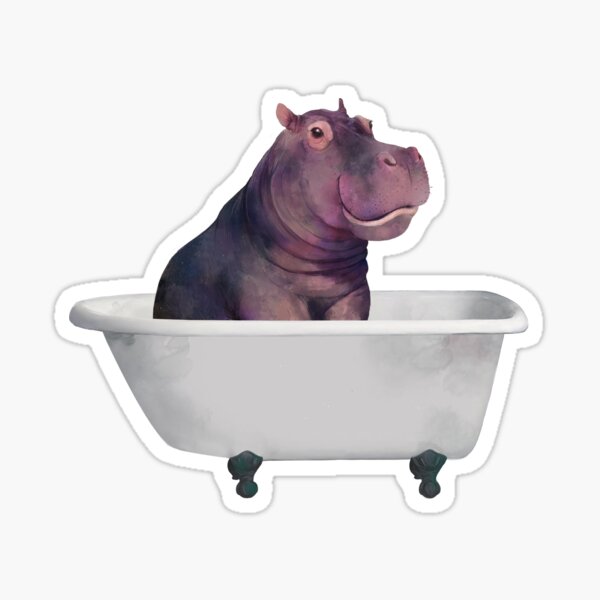 Hippo in the bathtub Sticker