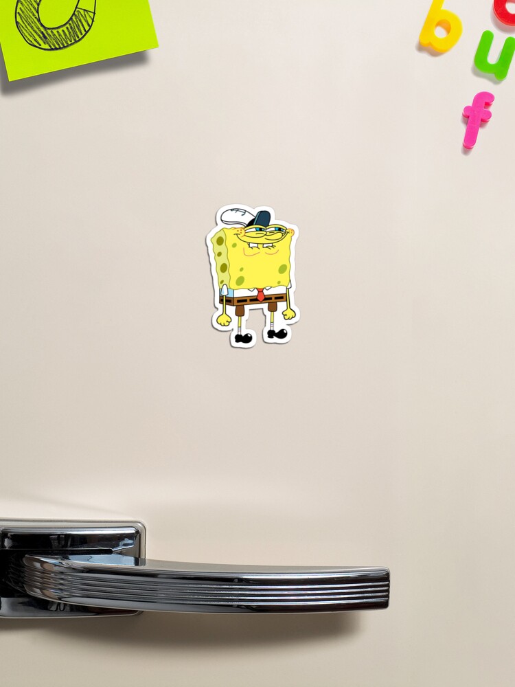 Spongebob human face Meme Sticker Magnet for Sale by desigbyZEE