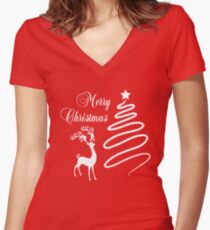 Merry Christmas Women's Fitted V-Neck T-Shirt