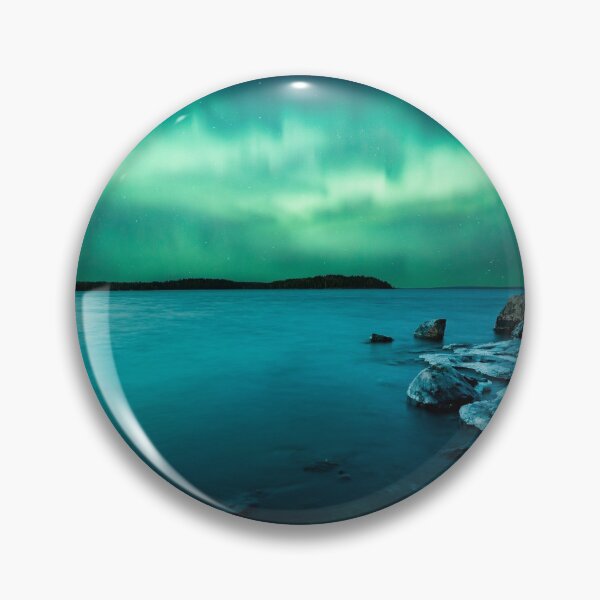 Item preview, Ice on the lake shore and northern lights landscape designed and sold by Juhku.