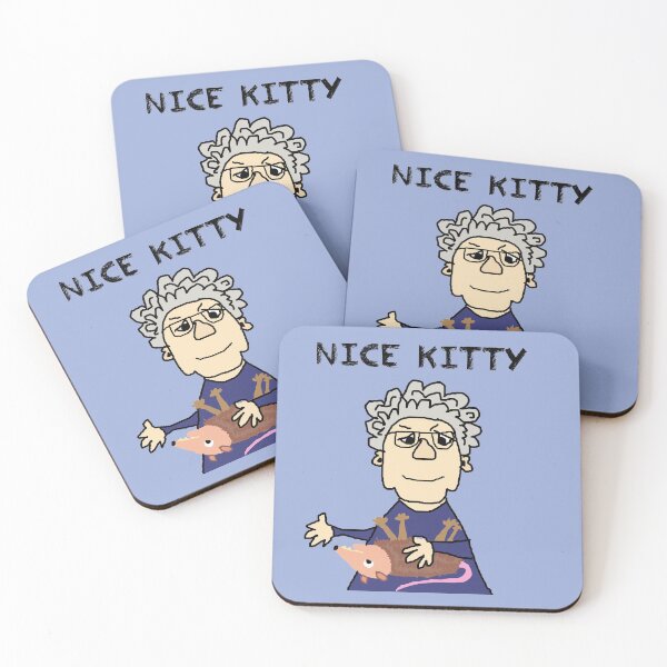 Item preview, Funny Old Lady Petting Possum Nice Kitty Cartoon designed and sold by Nature's Fancy.