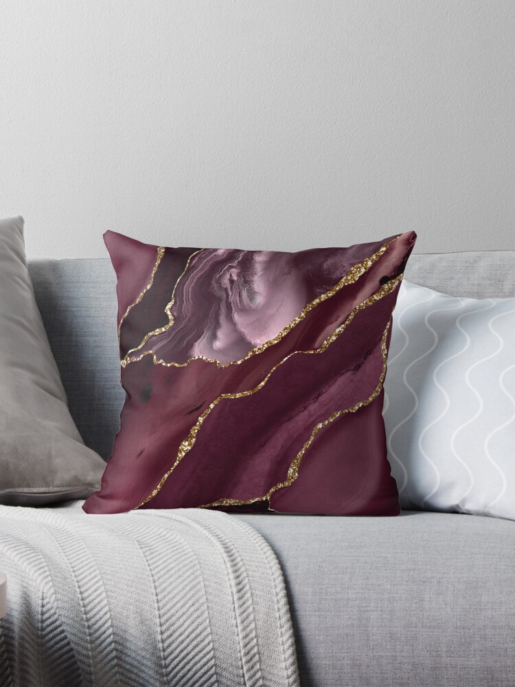 Burgundy and gold throw pillows best sale