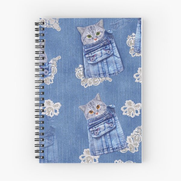 Item preview, Denim Jeans with Kittens and Lace Repeats Fabric designed and sold by NadineMay.