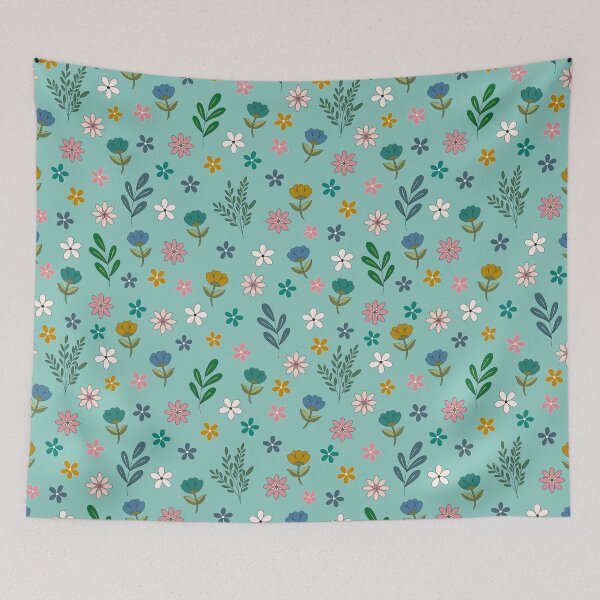 Item preview, Dainty Wildflower Petals - Teal Blue designed and sold by DaintyDoodler.