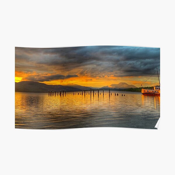 Sun Setting on Loch Lomond, Scotland Poster