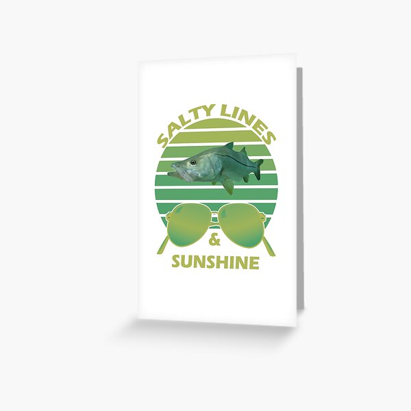 Salty Lines & Sunshine Snook Retro Sunset Sunglasses Greeting Card