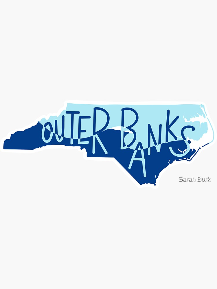 "Outer Banks North Carolina State Outline Calligraphy" Sticker by