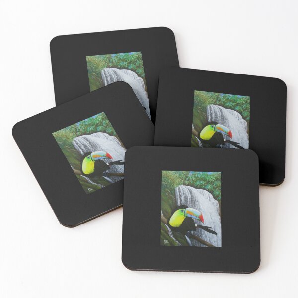 Item preview, Tropical Waterfall on Black Background designed and sold by LizBanegasArt.