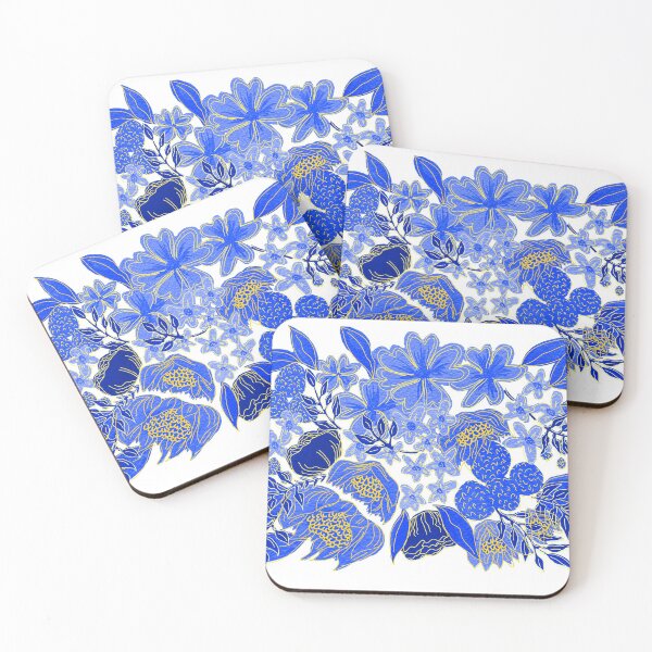Aperçu de l'œuvre Composition de fleurs de gouache bleu royal créée et vendue par christabelco.