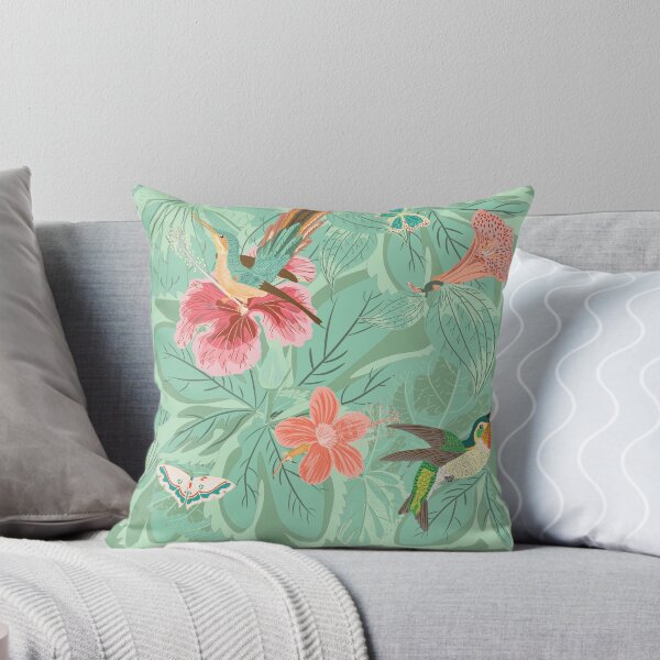 Artikelvorschau, Kolibri Hibiskus Schmetterlinge Grün hinterlässt Vektorbild entworfen und verkauft von LizzyizzyDesign.