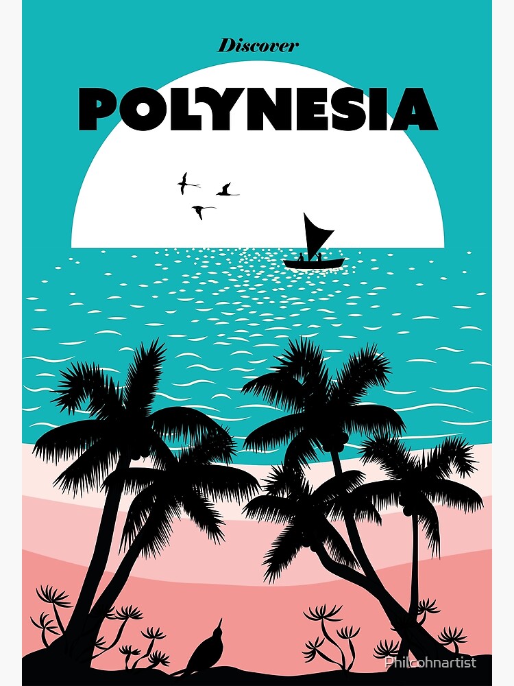 Polynesia retro travel poster by Philcohnartist