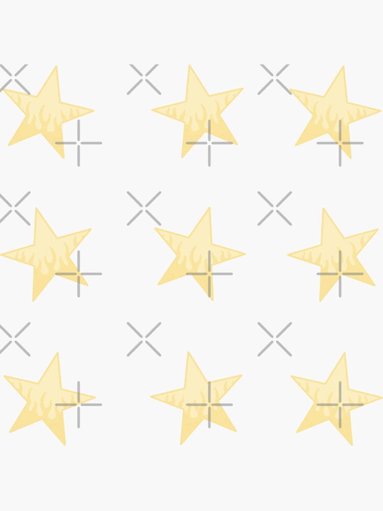 Thumbnail 3 of 3, Sticker, Pack of yellow stars with cute flames designed and sold by Pastel-PaletteD.