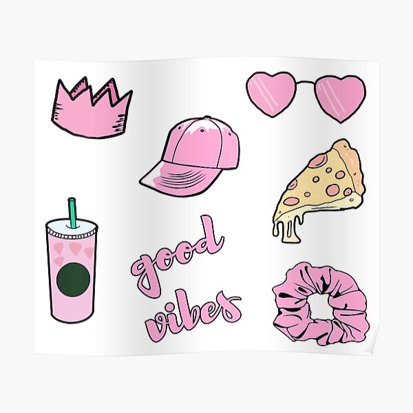 Cute Pink Girly Aesthetic Pack Poster For Sale By Kambamdesigns Redbubble 