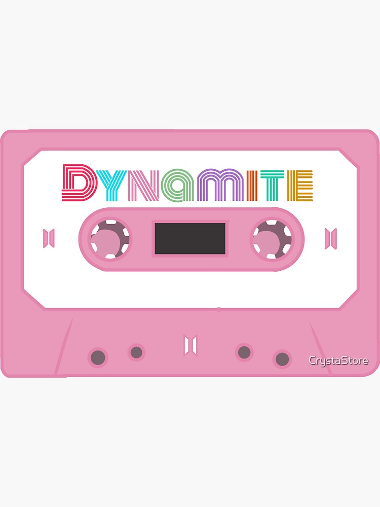 bts dynamite cassette pink sticker by crystastore redbubble