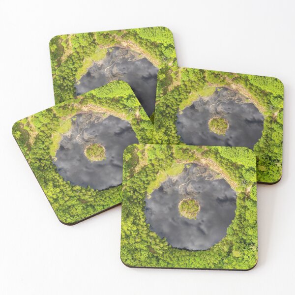 Item preview, Round lake with island in the middle among forest designed and sold by Lukasz Szczepanski.