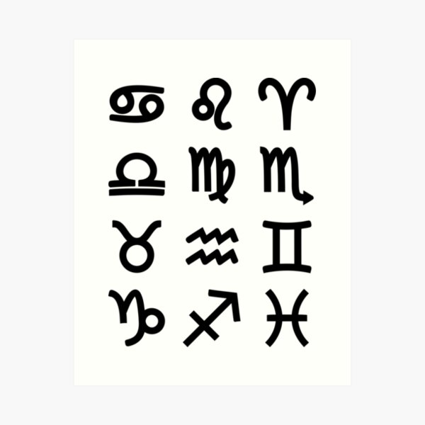 Zodiac Symbols - Astrology, Astronomy, #Zodiac, #Symbols, #ZodiacSymbols Art Print