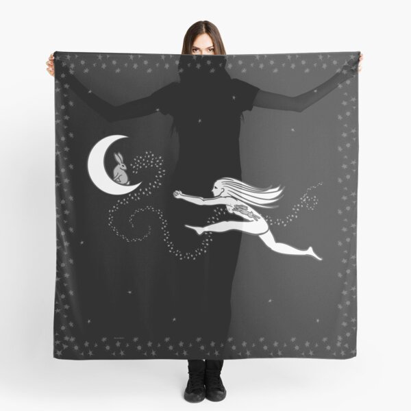 Rabbit in the Moon - starry border Scarf