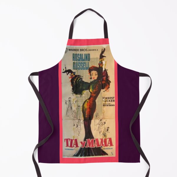 Auntie Mame, Rossalind Russell, Vintage, Spanish film poster, Tia y Mama Apron