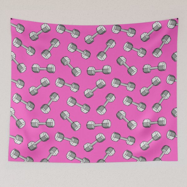 Item preview, dumbbells - weights on pink designed and sold by littlearrow.