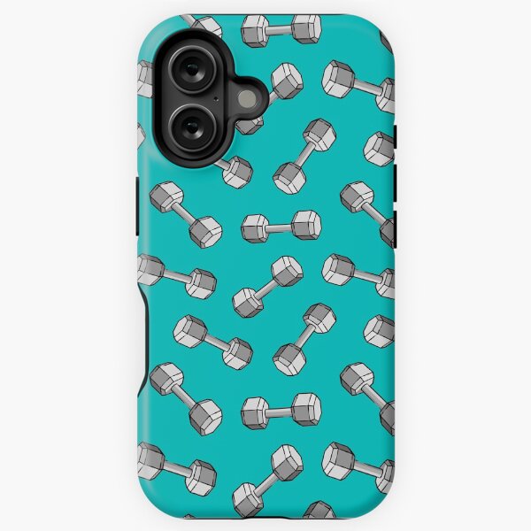 Item preview, dumbbells - weights on teal designed and sold by littlearrow.