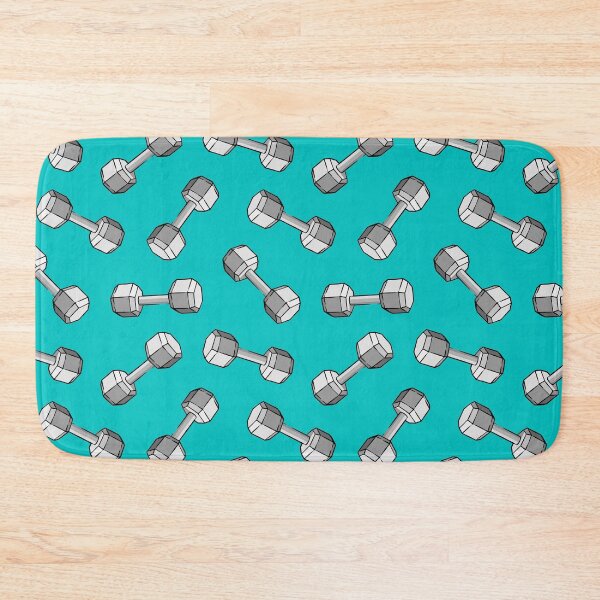 Item preview, dumbbells - weights on teal designed and sold by littlearrow.