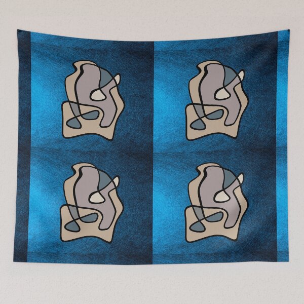 Item preview, Love in abstract lines on a blue background. decorating, interiors designed and sold by jayne0524.
