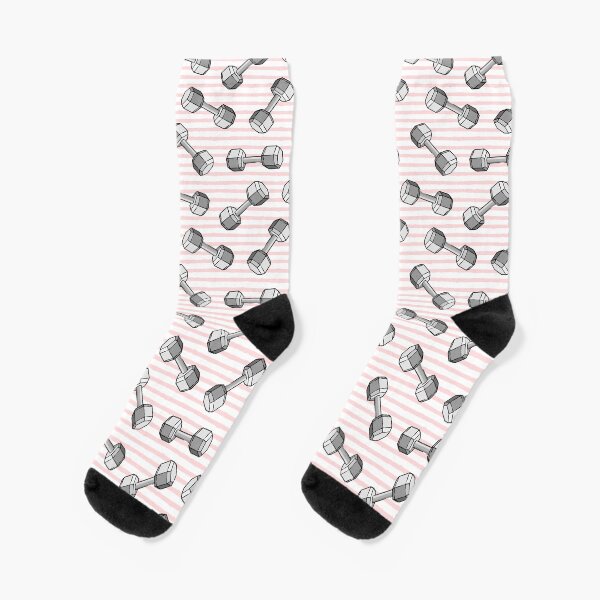 Item preview, dumbbells - weights on pink stripes designed and sold by littlearrow.
