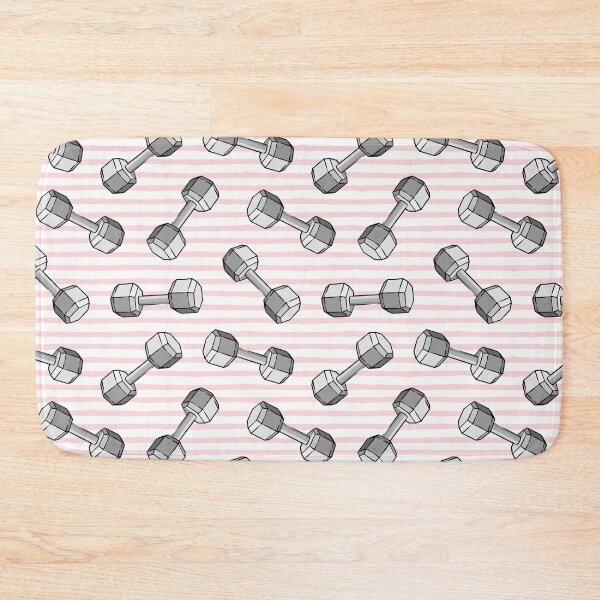 Item preview, dumbbells - weights on pink stripes designed and sold by littlearrow.