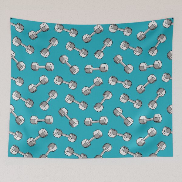 Item preview, dumbbells - weights on blue designed and sold by littlearrow.