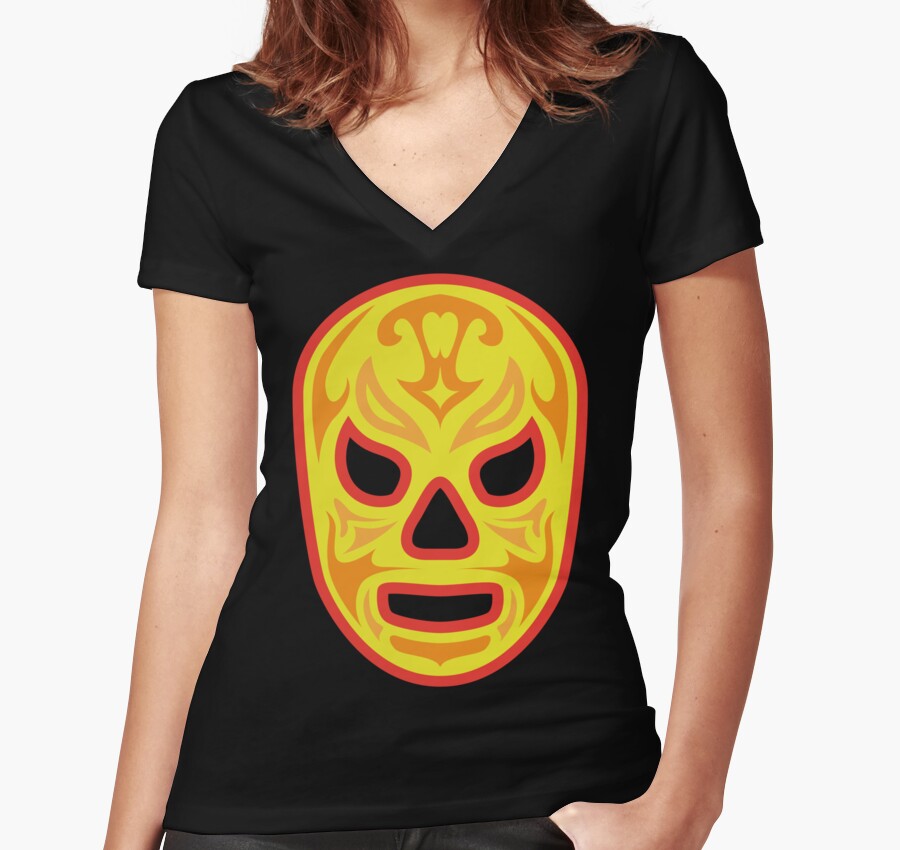 Luchador - <b>Santo Fuego</b> - ra,fitted_v_neck,x3104,101010:01c5ca27c6,front-c,600,650,900,850-bg,f8f8f8.2