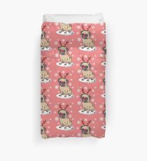 Pug Reindeer Duvet Cover