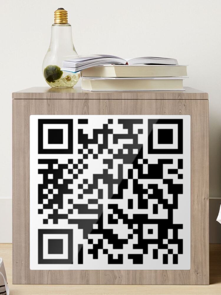 rick roll qr code square sticker, Zazzle