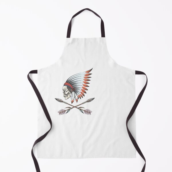 Item preview, Human skull wearing native American war bonnet designed and sold by devaleta.