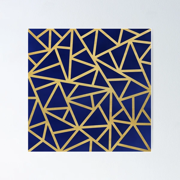 Blue and Gold Geometric Art Deco Triangles
