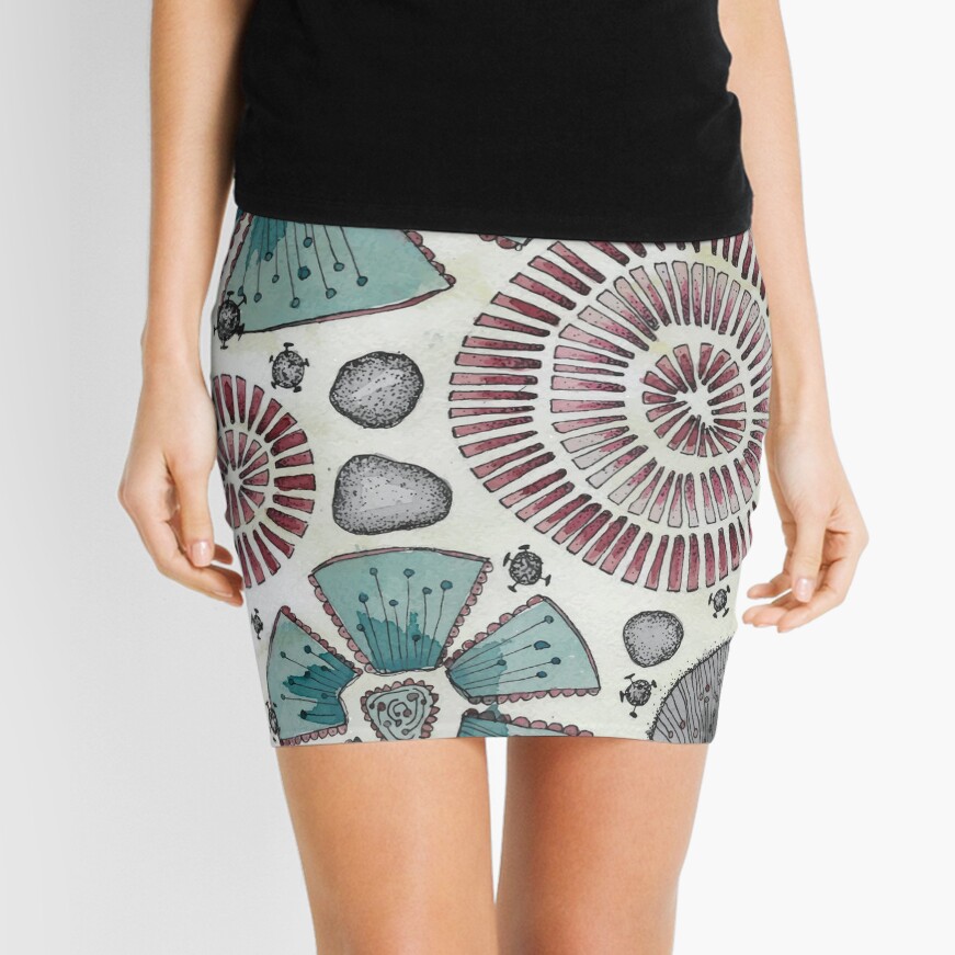 Covid cells in blues and reds Mini Skirt