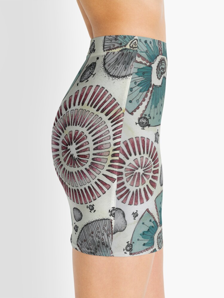 Alternate view of Covid cells in blues and reds Mini Skirt