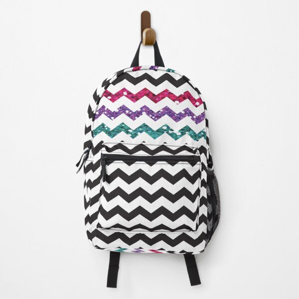 Item preview, Black and White with Pink, Purple, and Turquoise Glitter Look Zig Zag designed and sold by PLLDesigns.