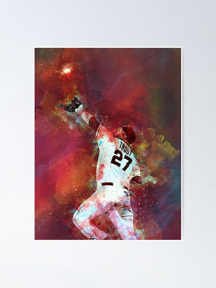 Mike Trout Baseball Player Cool Wall Decoration Art Print Gray Background  Poster Canvas Poster Wall Art Decor Print Picture Paintings for Living Room